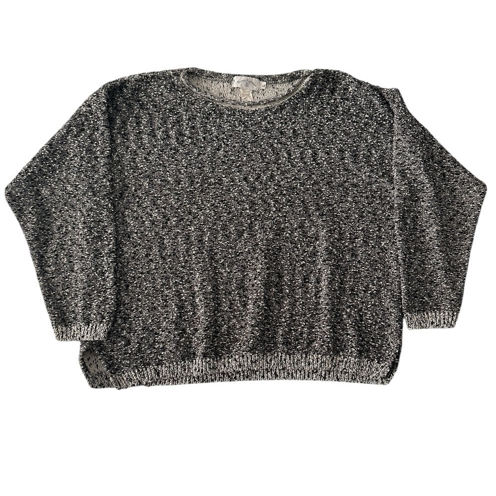 United Knitwear crewneck black/white heathered sweater size L Made in the USA